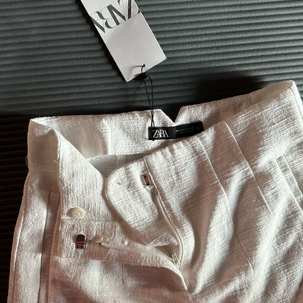 Zara white high waisted textured shorts NWT - Picture 4 of 4